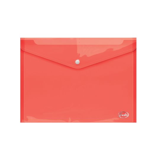 Envelope plastic A4 FOROFIS w/button 0.16mm (transparent red) PP