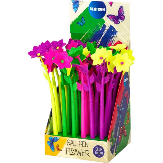 Ball pen FANCY FLOWER blue ink 0.7mm (assorted)/display box